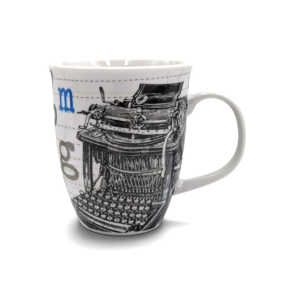 NOW DESIGNS Coffee Mug Typewriter w/ Typeface & Dotted Lines
